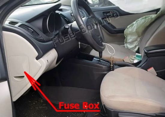 The location of the fuses in the passenger compartment: KIA Forte / Cerato (2009-2013)
