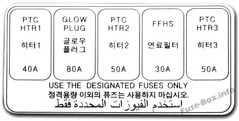 Additional fuse panel (diesel): KIA Rio (2006, 2007, 2008, 2009, 2010, 2011)