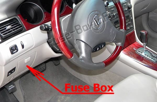 The location of the fuses in the passenger compartment: Lexus ES300 / ES330 (XV30; 2001-2006)