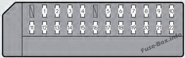 Instrument panel fuse box #1 diagram: Lexus GS 450h (2013, 2014, 2015, 2016, 2017)