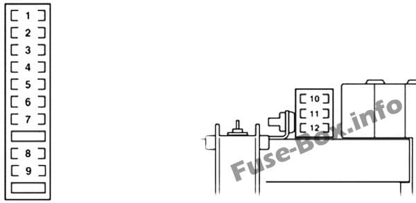 Trunk fuse box diagram: Lexus GS 450h (2006, 2007, 2008, 2009, 2010, 2011)