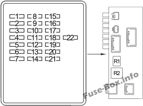 Instrument panel fuse box #1 diagram (LHD): Lexus LS 430 (2000, 2001, 2002, 2003, 2004, 2005, 2006)