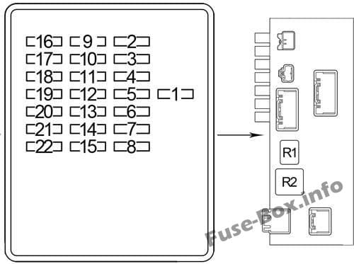 Instrument panel fuse box #2 diagram (RHD): Lexus LS 430 (2000, 2001, 2002, 2003, 2004, 2005, 2006)