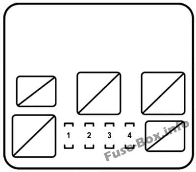 Under-hood fuse box #1 diagram: Lexus RX 450h (2010, 2011, 2012, 2013, 2014, 2015)