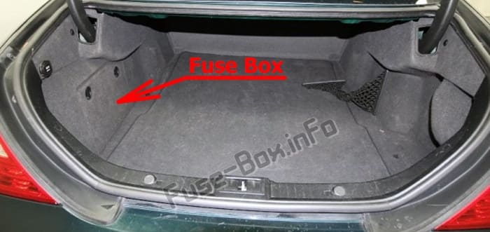 The location of the fuses in the trunk: Mercedes-Benz CLS-Class (W219; 2004-2010)