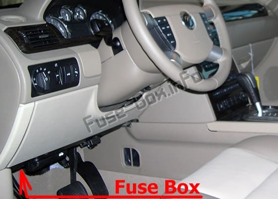 The location of the fuses in the passenger compartment: Mercury Montego (2005-2007)