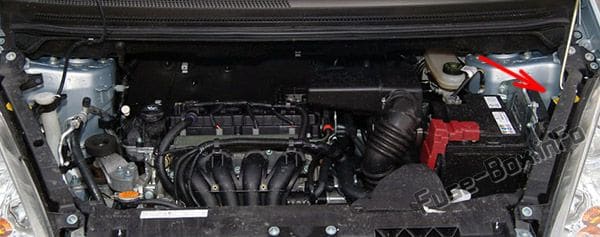 The location of the fuses in the engine compartment: Mitsubishi Colt (2005-2012)