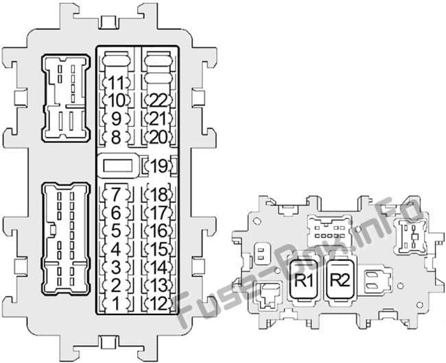 Instrument panel fuse box diagram: Nissan Quest (2004, 2005, 2006, 2007, 2008, 2009)