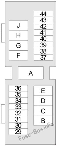 Under-hood fuse box diagram: Nissan Xterra (1999, 2000, 2001, 2002, 2003, 2004)