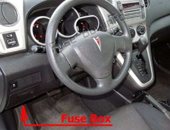 The location of the fuses in the passenger compartment: Pontiac Vibe (2009-2010)
