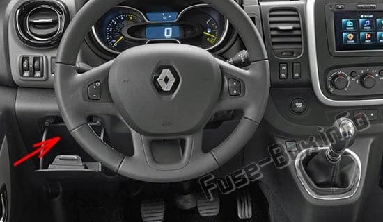 The location of the fuses in the passenger compartment: Renault Trafic III (2015-2019-..)