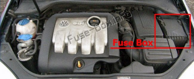 The location of the fuses in the engine compartment: SEAT Altea (2005-2015)