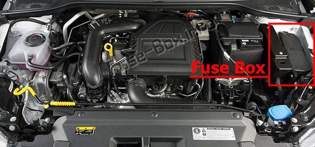 The location of the fuses in the engine compartment: SEAT Arona (2017, 2018-...)
