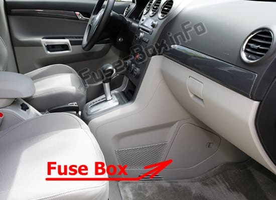 The location of the fuses in the passenger compartment: Saturn Vue (2008-2010)