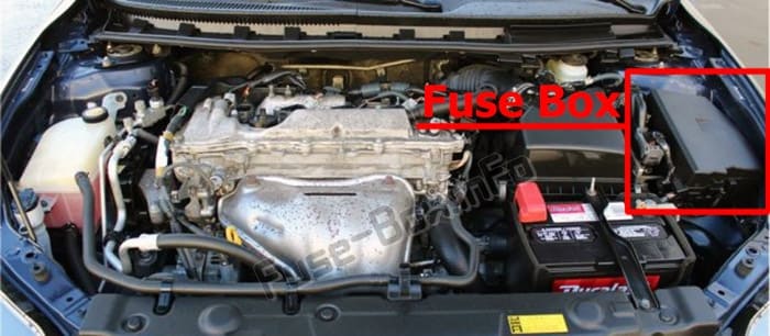 The location of the fuses in the engine compartment: Scion tC (2011-2016)