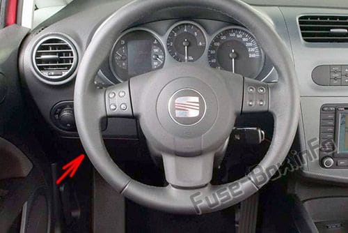 The location of the fuses in the passenger compartment: SEAT Leon (2005-2012)
