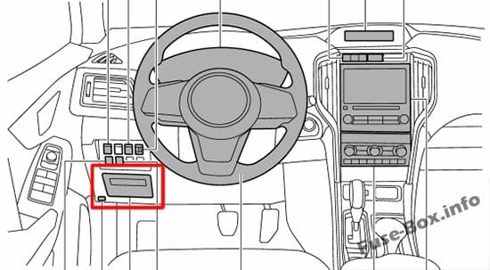 The location of the fuses in the passenger compartment: Subaru Ascent (2018, 2019-...)