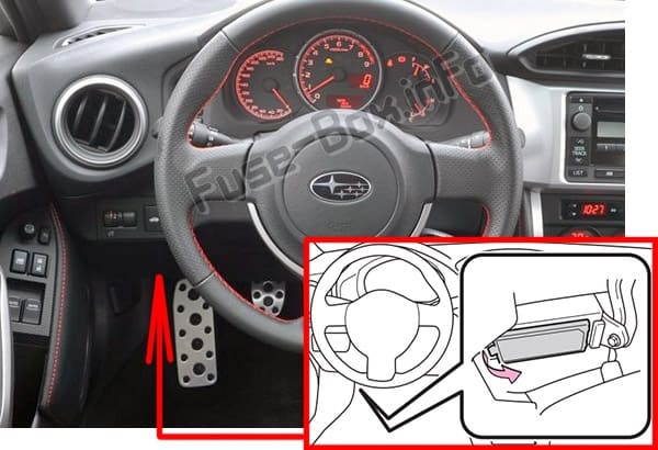 The location of the fuses in the passenger compartment: Subaru BRZ (2013-2019)