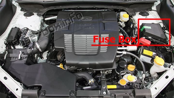 The location of the fuses in the engine compartment: Subaru Forester (SK; 2019-..)