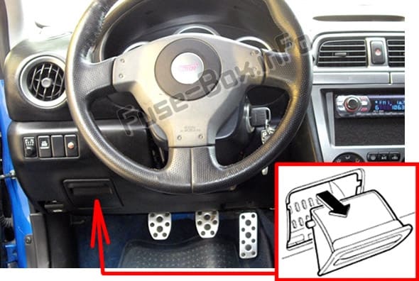 The location of the fuses in the passenger compartment: Subaru Impreza (2001-2007)