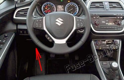The location of the fuses in the passenger compartment: Suzuki SX4 / S-Cross (2014-2017)