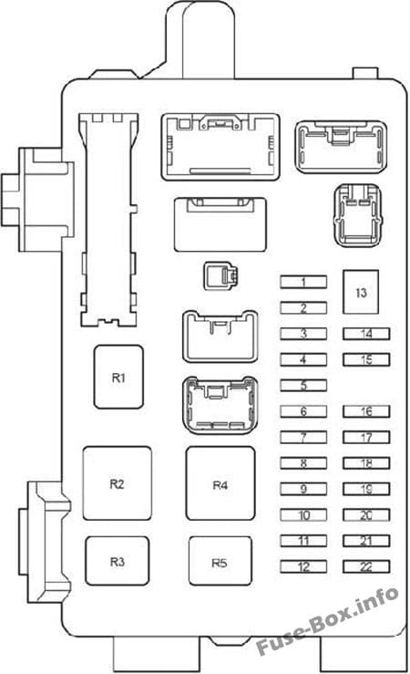 Instrument panel fuse box #1 diagram: Toyota Avensis II (2003, 2004, 2005, 2006, 2007, 2008, 2009)