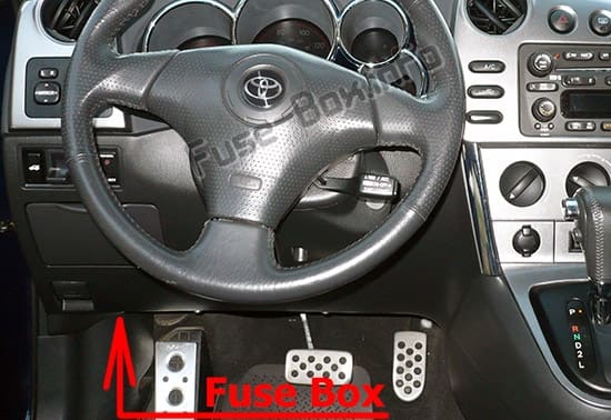 The location of the fuses in the passenger compartment: Toyota Matrix (E130; 2003-2009)