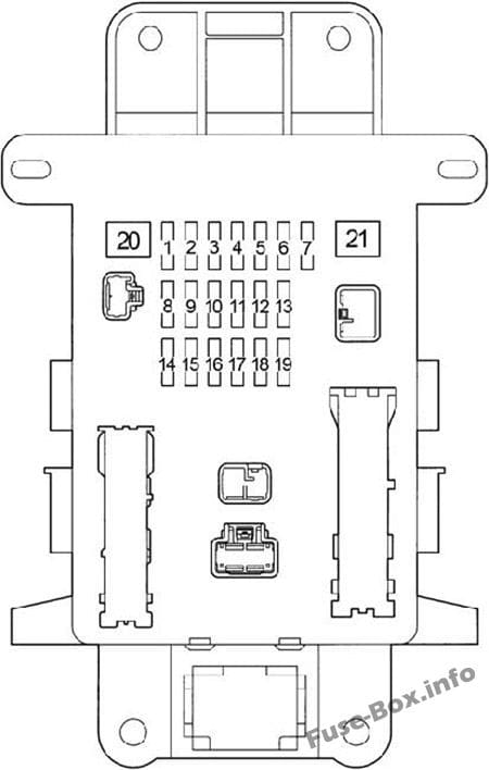 Instrument panel fuse box diagram: Toyota RAV4 (2001, 2002, 2003, 2004, 2005)