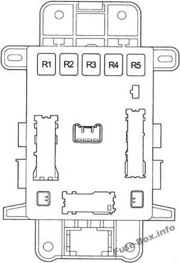 Instrument panel fuse box diagram (relays): Toyota RAV4 (2001, 2002, 2003, 2004, 2005)