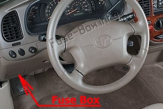 The location of the fuses in the passenger compartment: Toyota Tundra (2004-2006)