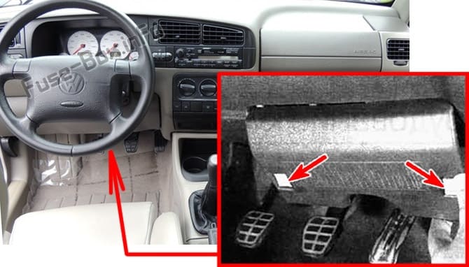 The location of the fuses in the passenger compartment: Volkswagen Vento / Jetta (1992-1999)